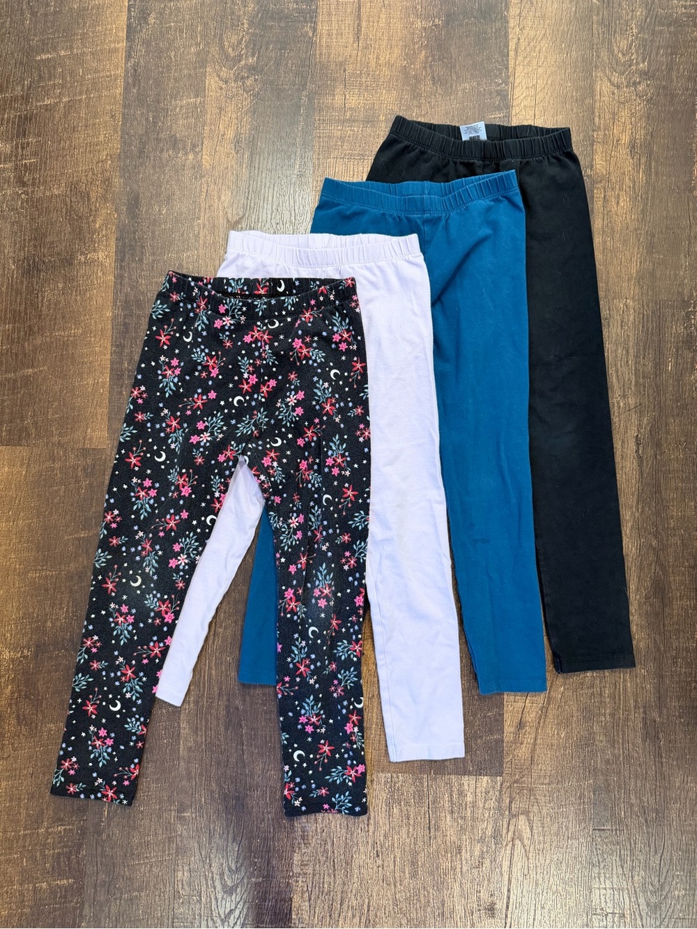 Kohl's jumping bean Girls 4-Pack Leggings - Black Floral, Lavender, Teal, Black